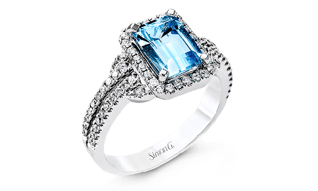 Simon G. Color Ring 18k Gold (White) 1.31 ct Aquamarine 0.42 ct Diamond - TR148-18K-S