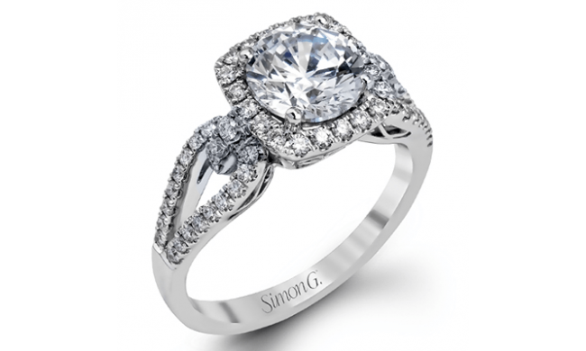Simon G. 0.45 ctw Halo 18k White Gold Round Cut Engagement Ring - MR1828-W-18KS