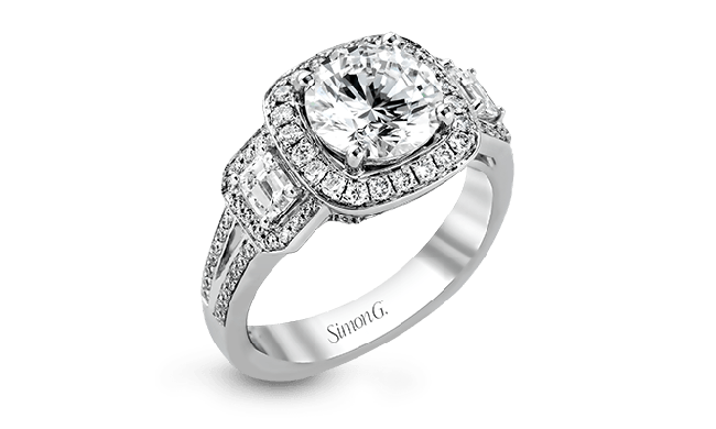 Simon G. 0.44 ctw Halo 18k White Gold Round Cut Engagement Ring - TR484-W-18KS