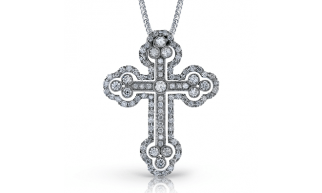 Simon G. Cross Pendant 18k Gold (White) 1.43 ct Diamond - LP4075-18KW