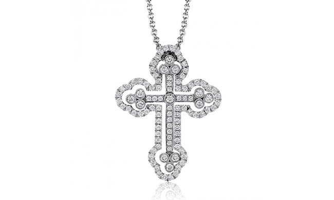 Simon G. Cross Pendant 18k Gold (White) 0.88 ct Diamond - LP4075-A-18K