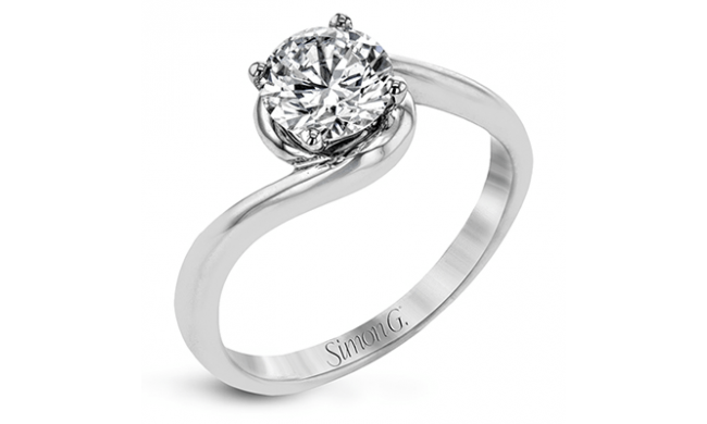 Simon G. Straight 18k White Gold Round Cut Engagement Ring - MR2958-W-18KS