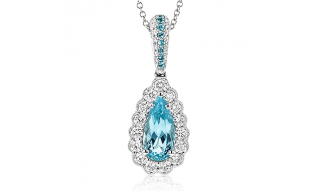 Simon G. Color Pendant 18k Gold (White) 0.99 ct Paraiba Tourmaline 0.46 ct Diamond - MP2090-18K