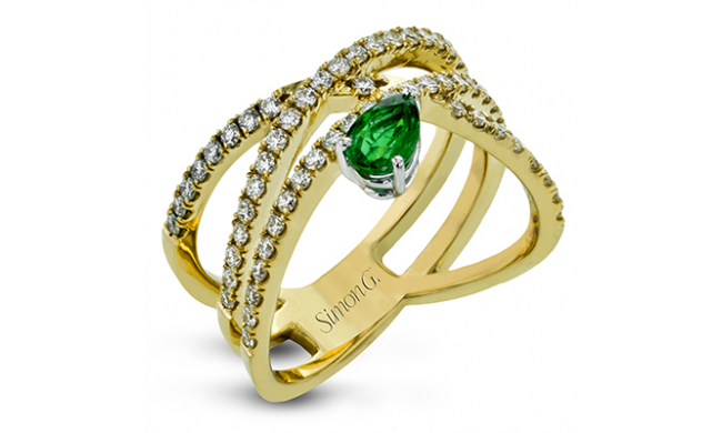 Simon G. Color Ring 18k Gold (White, Yellow) 0.39 ct Emerald 0.61 ct Diamond - LR2244-18K-S