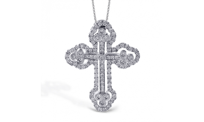 Simon G. Cross Pendant 18k Gold (White) 0.44 ct Diamond - LP4075-S-18K