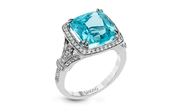 Simon G. Color Ring 18k Gold (White) 13.23 ct Zircon 0.53 ct Diamond - TR626-18K-S