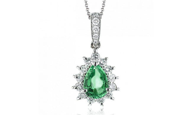 Simon G. Color Pendant Platinum (White) 0.85 ct Emerald 0.44 ct Diamond - LP4547-PT
