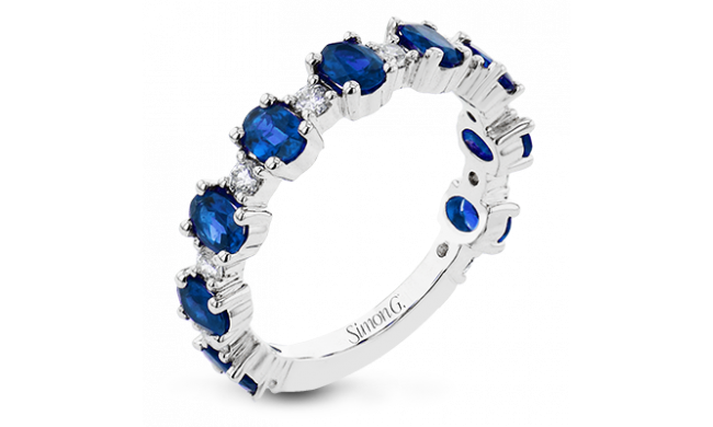 Simon G. Color Ring 18k Gold (White) 1.95 ct Sapphire 0.35 ct Diamond - LR3036-18KW