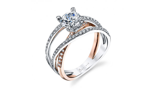 0.40tw Semi-Mount Engagement Ring With 1ct Round Head Two Tone - sy811-tt