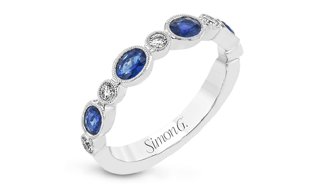Simon G. Color Ring 18k Gold (White) 0.89 ct Sapphire 0.15 ct Diamond - LR2462-18K