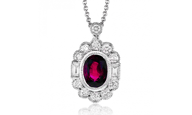 Simon G. Color Pendant 18k Gold (White) 0.88 ct Ruby 0.49 ct Diamond - LP4455-18K