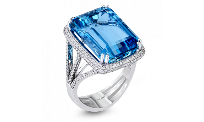 Simon G. Color Ring 18k Gold (White) 15.48 ct Aquamarine 0.56 ct Diamond - MR2527-18K-S