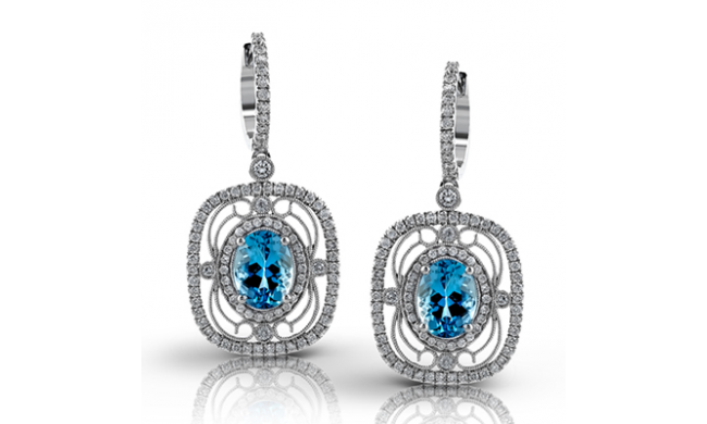 Simon G. Color Earring 18k Gold (White) 2.28 ct Aquamarine 1 ct Diamond - TE222-18K-S