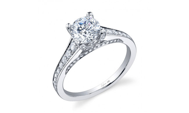 0.49tw Semi-Mount Engagement Ring With 1ct Round Head - sy778