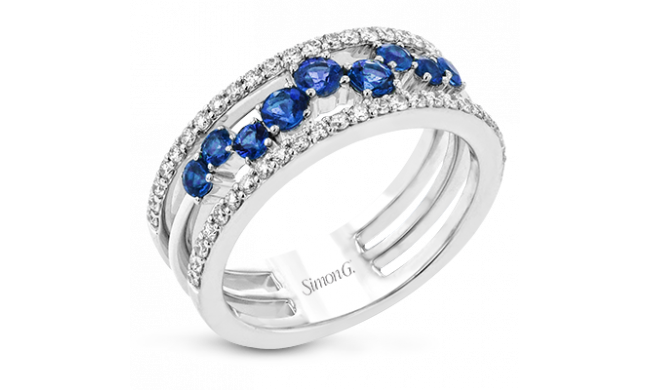 Simon G. Color Ring 18k Gold (White) 0.59 ct Sapphire 0.38 ct Diamond - LR2303-18K