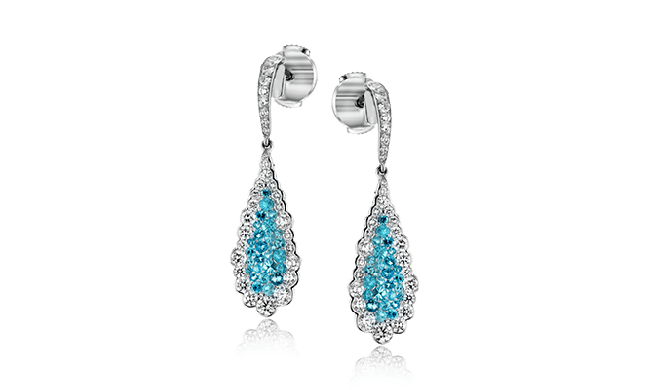 Simon G. Color Earring 18k Gold (White) 0.57 ct Paraiba Tourmaline 1.1 ct Diamond - LE4030-18K