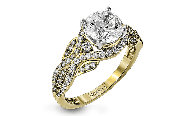 Simon G. Straight 18k Yellow Gold Round Cut Engagement Ring - DR349-Y-18KS