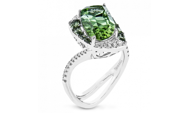 Simon G. Color Ring 18k Gold (White) 4.87 ct Tourmaline, Sapphire 0.2 ct Diamond - LR3025-18KW