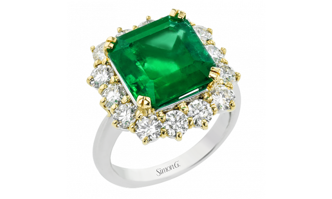 Simon G. Color Ring Platinum (White, Yellow) 6.29 ct Emerald 1.79 ct Diamond - LR2896-PT-18KY