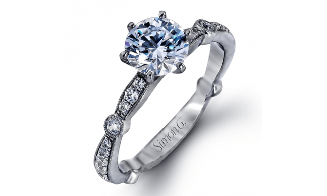 Simon G. Bridal Set 18k White Gold Round Cut Engagement Ring - MR1546-W-18KS