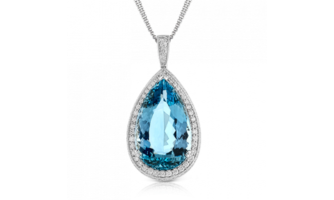 Simon G. Color Pendant 18k Gold (White) 14.59 ct Aquamarine 0.98 ct Diamond - MP1344-18K