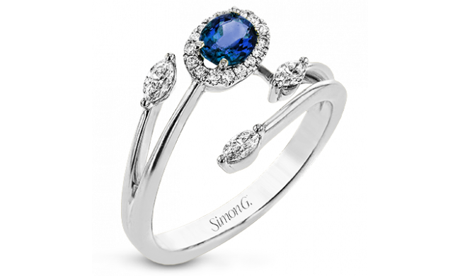 Simon G. Color Ring 18k Gold (White) 0.31 ct Sapphire 0.24 ct Diamond - LR2265-18K-S