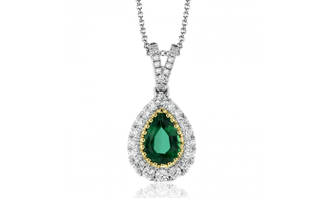 Simon G. Color Pendant 18k Gold (White, Yellow) 0.72 ct Emerald 0.28 ct Diamond - MP1875-18K-S