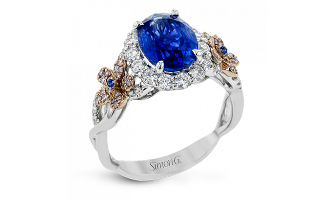 Simon G. Color Ring 18k Gold (White) 4 ct Sapphire 0.7 ct Diamond - LR1167-18K-S