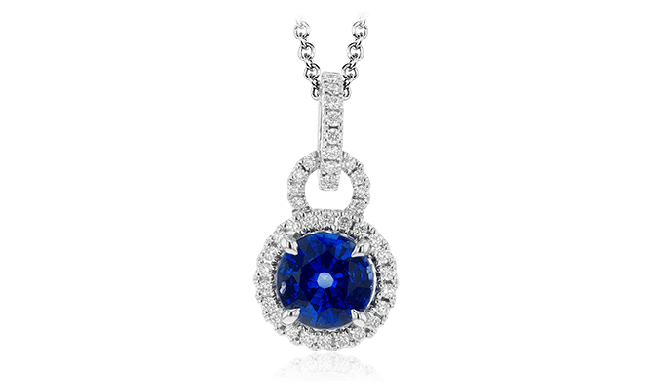 Simon G. Color Pendant 18k Gold (White) 0.99 ct Sapphire 0.2 ct Diamond - MP1839-18K