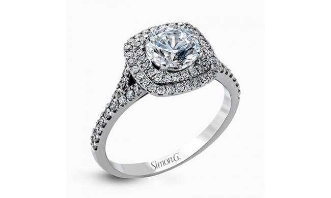 Simon G. Bridal Set 18k White Gold Round Cut Engagement Ring - MR2459-W-18KS