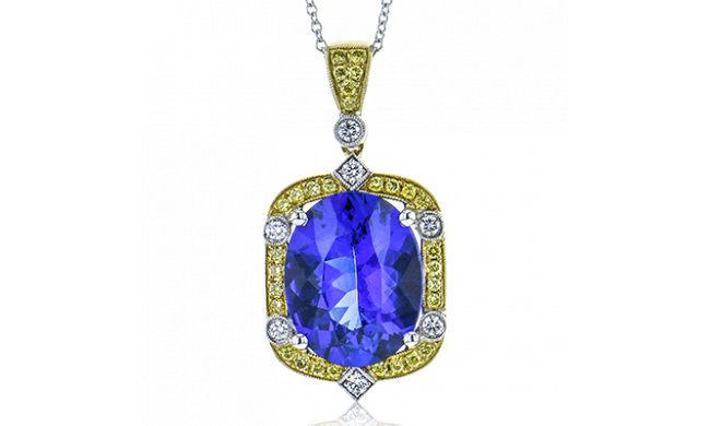 Simon G. Color Pendant 18k Gold (White, Yellow) 6.37 ct Tanzanite 0.4 ct Diamond - MP2378-18K