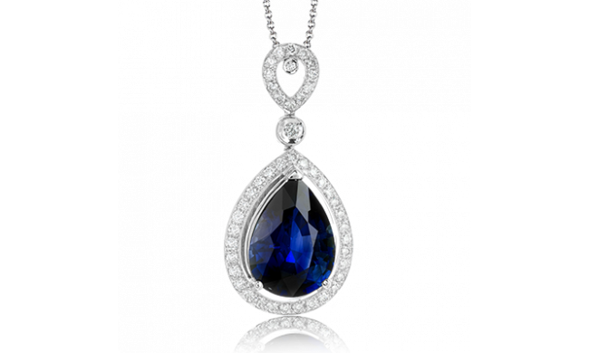 Simon G. Color Pendant 18k Gold (White) 3.6 ct Sapphire 0.32 ct Diamond - PP147-18K-S