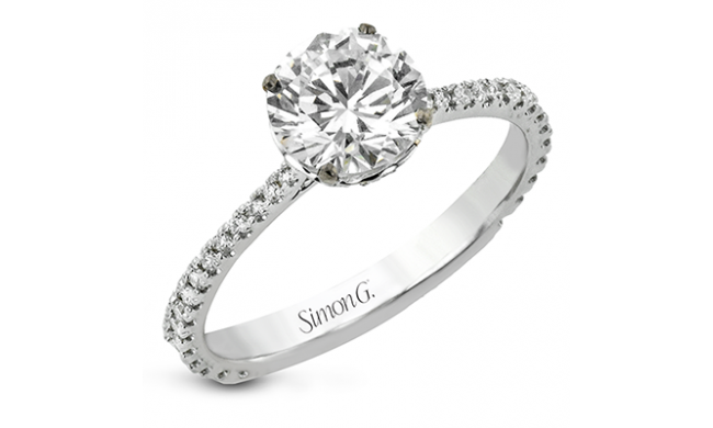 Simon G. Straight 18k White Gold Round Cut Engagement Ring - LR2835-W-18KS