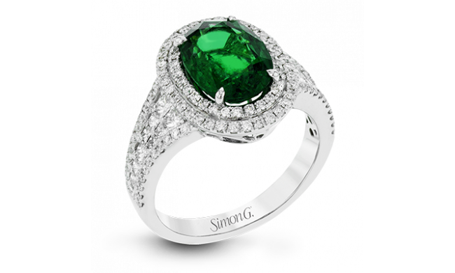 Simon G. Color Ring 18k Gold (White) 3.16 ct Emerald 0.98 ct Diamond - MR2868-18KW-S