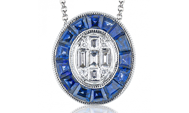 Simon G. Color Pendant 18k Gold (White) 0.84 ct Sapphire 0.18 ct Diamond - LP4834-18K