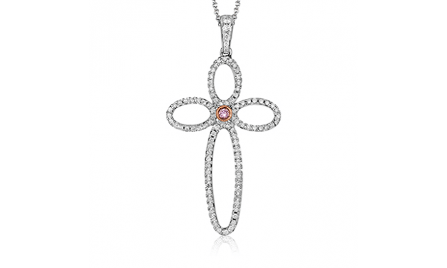 Simon G. Cross Pendant 18k Gold (Rose, White) 0.38 ct Diamond - MP2070-18KRW