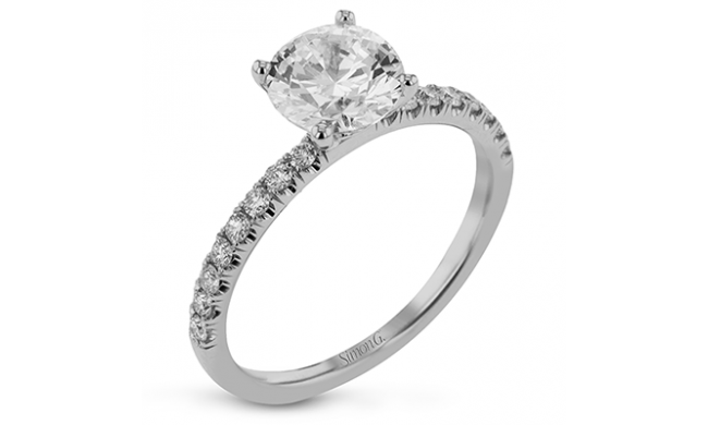 Simon G. Straight 18k White Gold Round Cut Engagement Ring - LR1083-W-18KS