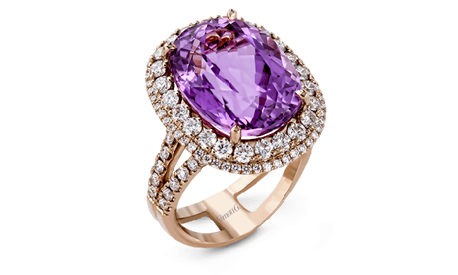 Simon G. Color Ring 18k Gold (Rose) 12.06 ct Kunzite 1.49 ct Diamond - MR2469-18K-S