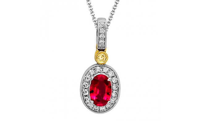 Simon G. Color Pendant 18k Gold (White, Yellow) 0.54 ct Ruby 0.16 ct Diamond - MP1348-18K-S