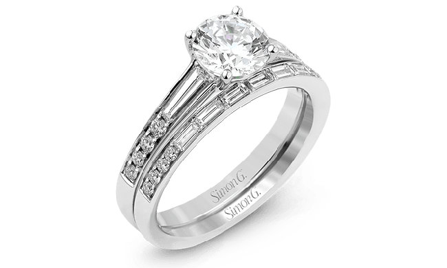 Simon G. 0.21 ctw Bridal Set 18k White Gold Round Cut Engagement Ring - MR2220-W-18KSET