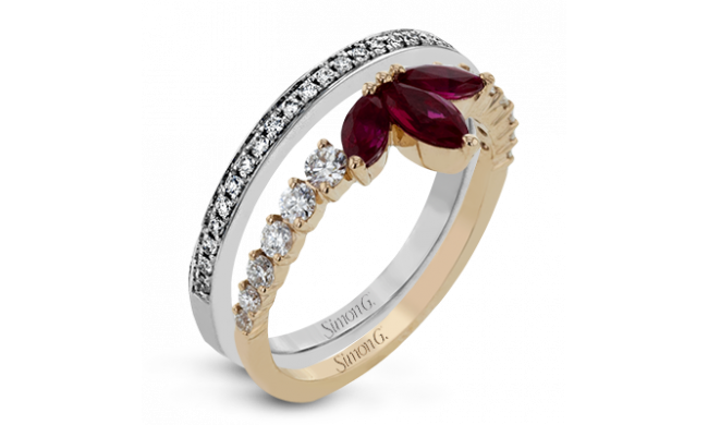 Simon G. Right Hand Ring 18k Gold (Rose, White) 0.7 ct Ruby 0.59 ct Diamond - LR2379-R-18K