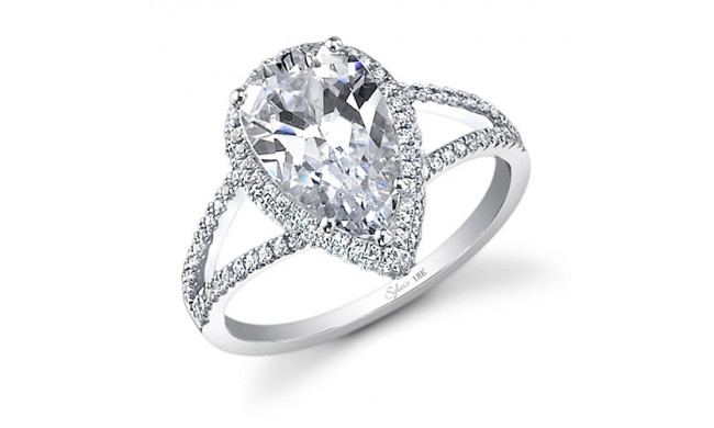 0.35tw Semi-Mount Engagement Ring With 3ct Pear Head - sy289 ps