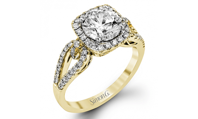 Simon G. 0.45 ctw Halo 18k Yellow Gold Round Cut Engagement Ring - MR1828-Y-18KS