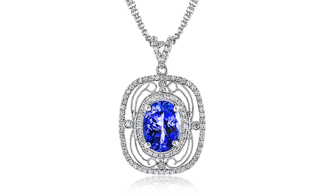 Simon G. Color Pendant 18k Gold (White) 4.25 ct Tanzanite 0.5 ct Diamond - TP222-18K-S