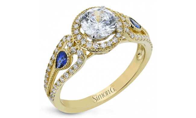Simon G. Halo 18k Yellow Gold Round Cut Engagement Ring - LP2353-Y-18KS