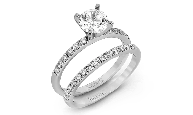 Simon G. 0.58 ctw Bridal Set 18k White Gold Round Cut Engagement Ring - MR1686-W-18KSET