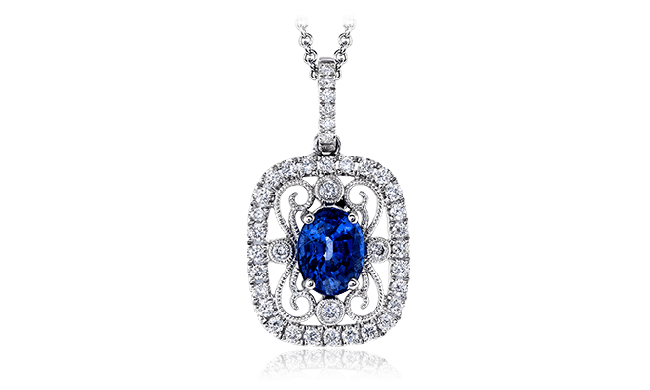 Simon G. Color Pendant 18k Gold (White) 0.72 ct Sapphire 0.2 ct Diamond - MP1632-18K-S