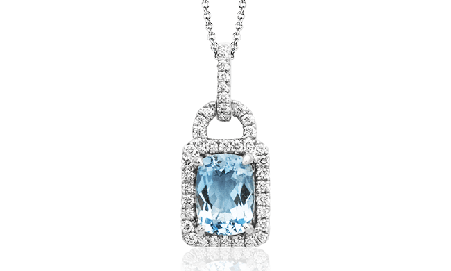 Simon G. Color Pendant 18k Gold (White) 1.4 ct Aquamarine 0.23 ct Diamond - TP137-18K-S