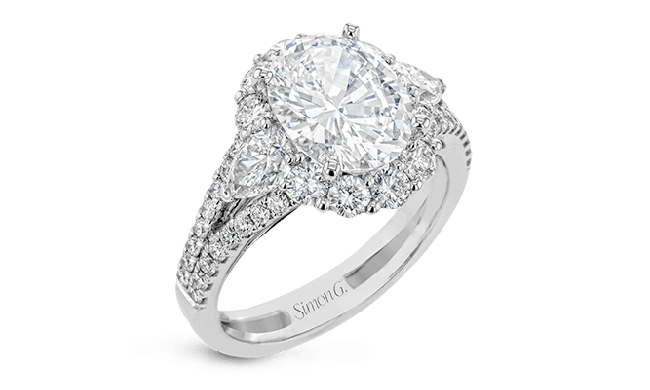 Simon G. 1.01 ctw Halo 18k White Gold Oval Cut Engagement Ring - LR1096-A-W-18KS