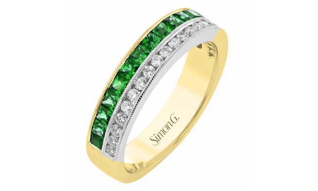Simon G. Right Hand Ring 18k Gold (White, Yellow) 0.77 ct Emerald 0.28 ct Diamond - LR2939-Y-18K2T
